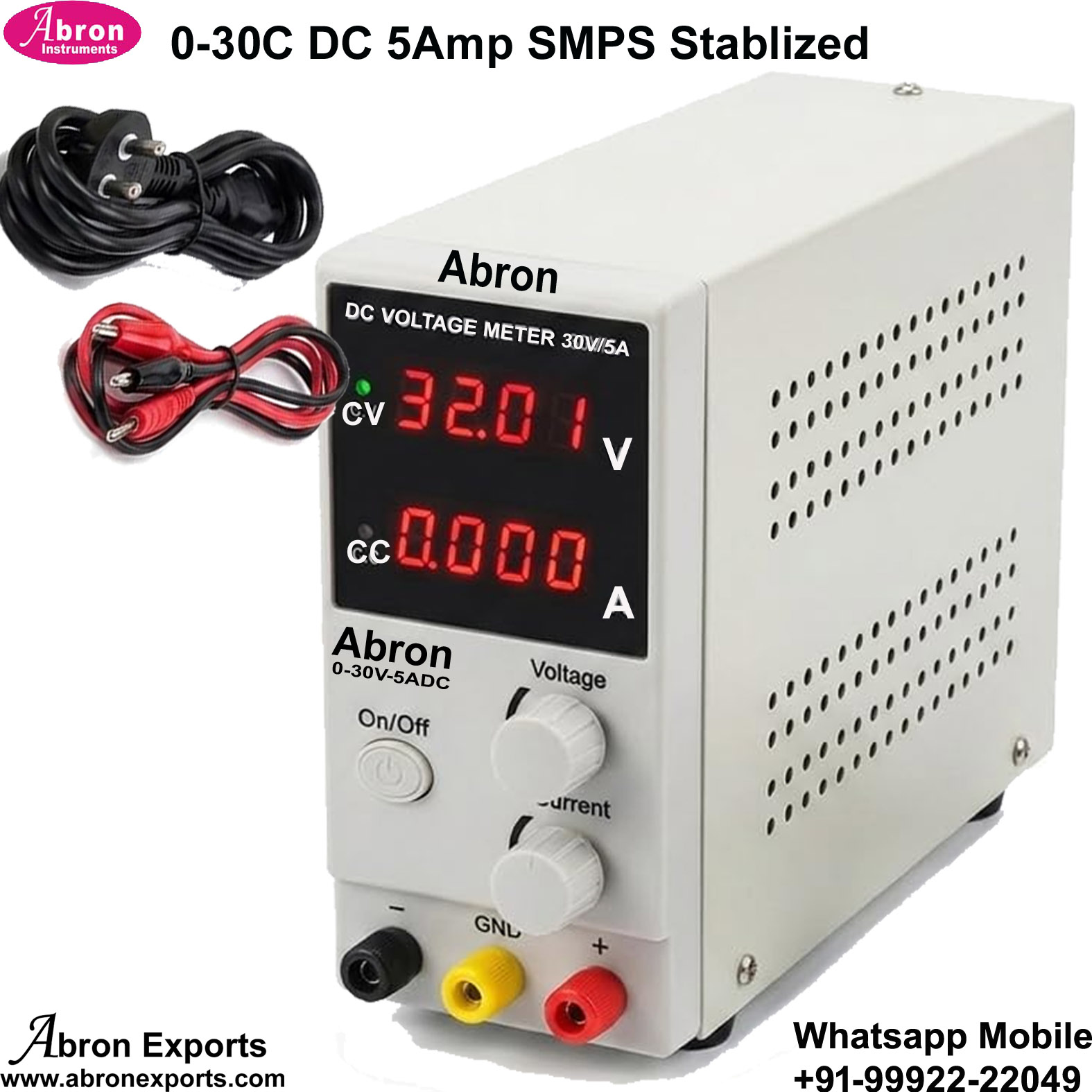Power Supply 4 Digital Programmable Variable 0-5Amp 0-30VDC 150W Dual Display Variable Programmable Abron AE-1377CP305 